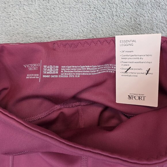 Victoria's Secret Sport Leggings Womens XS Short Mauve Essential 7/8 Pockets - Picture 12 of 13